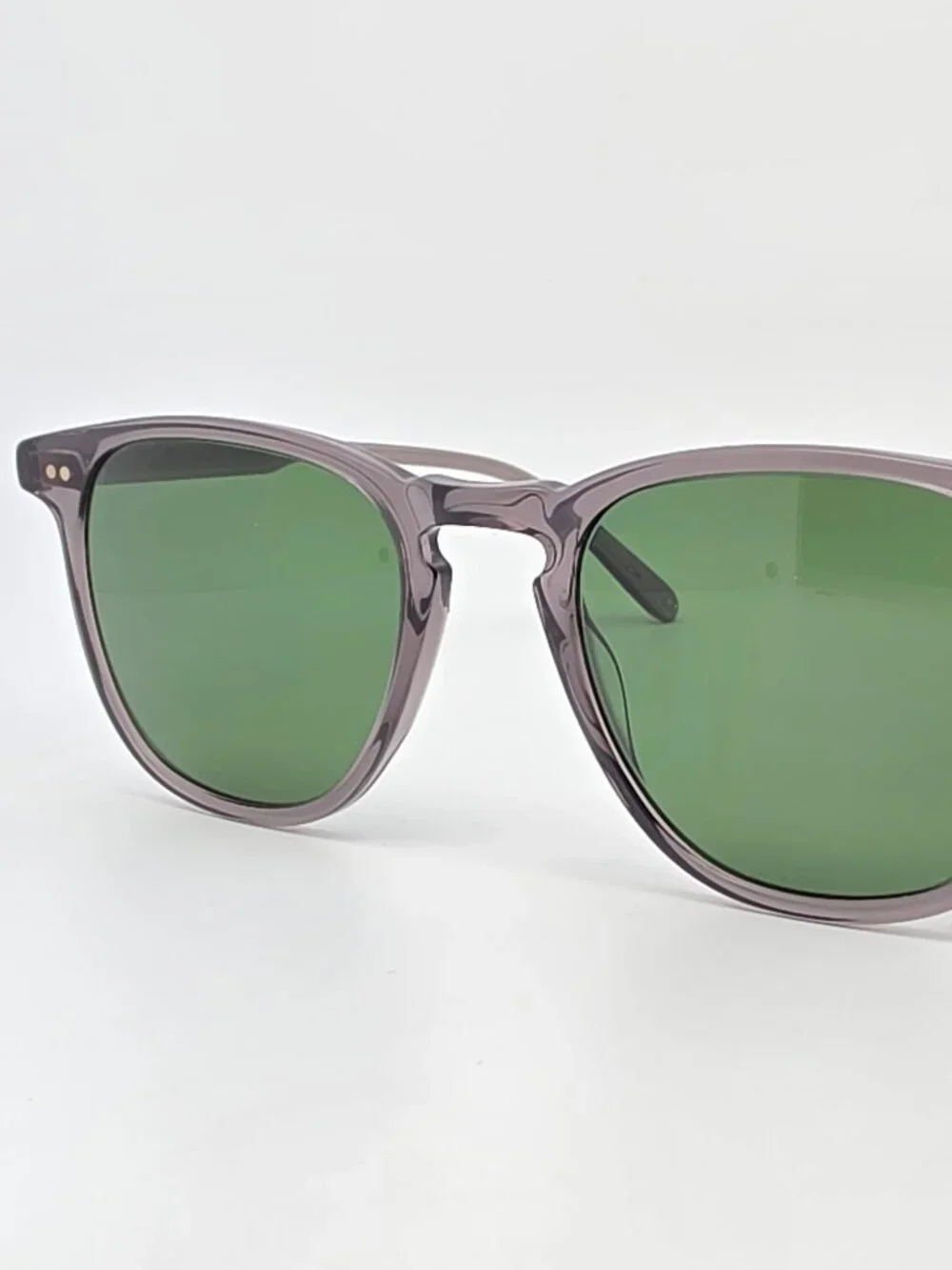 Garrett Leight Brooks Grey Frame Polarized Pure Green Lens Sunglasses w/ Case
